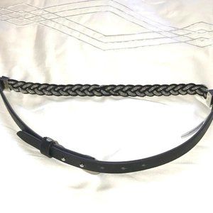 Express Women’s Pleated Black Silver Waist Belt